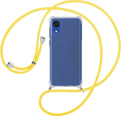 Produktbild von Handykette Backcover-Schutzhülle mit Band (Metall silberfarben) für Samsung Galaxy A03 Core (SM-A032 6.5'') - gelb