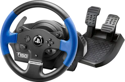 Zdjęcie produktu dla Thrustmaster T150 Force Feedback, Kierownica + pedały, PC, PlayStation 4, Playstation 3, D-pad, Przewodowa, USB, Czarny, Niebieski