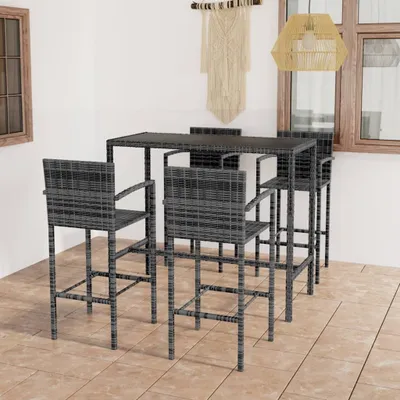 Produktbild von The Living Store 5-tlg. Gartenbar-Set Poly Rattan Grau