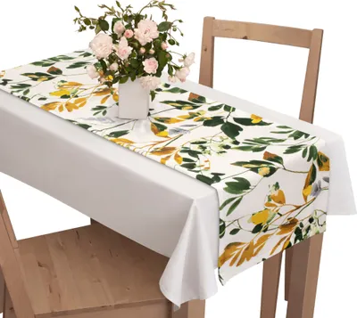 Produktbild von Tischläufer mit Muster 40 x 110 cm Blätter Grün Gelb