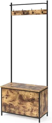 Produktbild von Garderobe mit Haken - Kapstok für Eingang - Stilvolles Metallrahmen - 65 x 175 cm - Rustikale Eiche