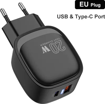 Produktbild von Dual-Port Handy-Ladegerät Usb Pd20w Schnellaufladung für EU-Stecker