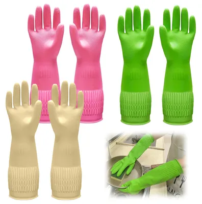 3 Paar Haushaltshandschuhe aus Naturlatex, 38 cm, Antirutsch