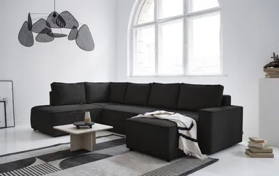 Produktbild von MIUFORM Brave Dave - Ecksofa mit Bettfunktion und Bettkasten U-FORM LINKS - 322x194cm - Anthrazit - Sofa Schlafsofa Couch