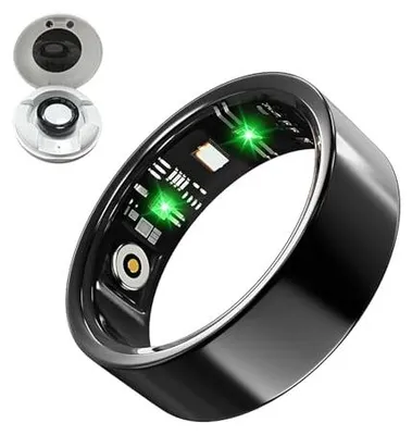 Produktbild von LONGLU Smart Ring für Männer Frauen, Fitness Tracker Ring mit Herzfrequenz/Blutsauerstoff/Schlaf/Sport/ IP68 Wasserdicht, Gesundheits-Tracker für iPhone & Android (Schwarz, 7)