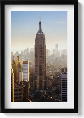 Produktbild von Wolkenkratzer von New York USA– Wandbild mit Rahmen – Gerahmtes Bild  – Wanddekoration – 40x60 cm –  Schwarz