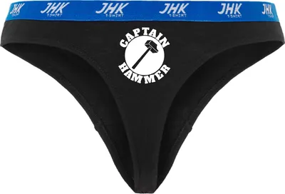 Produktbild von Damen Thong Slip - Boxer-0052-woman-black-v-S - schwarz - S - vorn - Captain Hammer - lustiges Motiv - Spruch - Unterwäsche - Unterhose - Freizeit - lustig