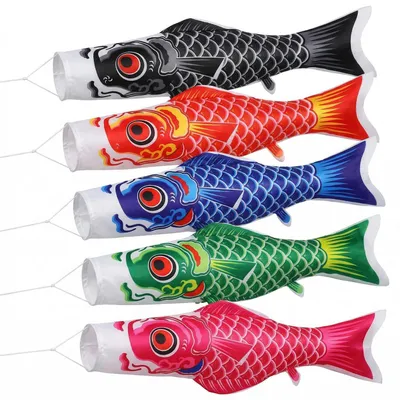 Produktbild von Windsack für Draußen, Japanische Karpfenflagge 40cm, 5 Stück, Wetterbeständig