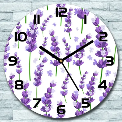 Produktbild von Wanduhr aus Glas Rund fi 30 Lila Lavendelblüten Quarz Deko Schlafzimmer Büro