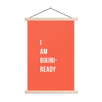 Produktbild von MuchoWow® Textilposter Ich bin bereit für den Bikini - Orange - Zitat 40x60 cm mit holzfarbenen Rahmen - Poster