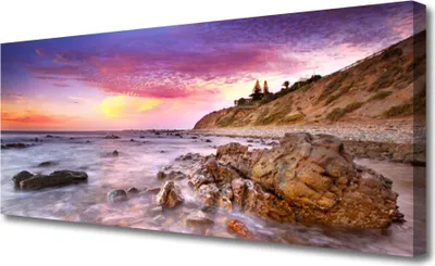Produktbild von Tulup Leinwand-Bilder 125x50 Wandbild Canvas Kunstdruck Meer Steine Landschaft