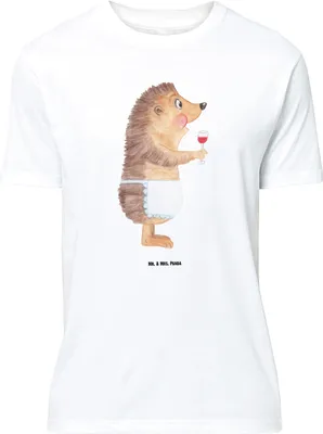 Produktbild von Mr. & Mrs. Panda Größe XL T-Shirt Igel Wein - Weiß - Geschenk, Spruch, mit, Shirt, Weißwein, Rotwein, Tshirt, Weinglas, trinken, Lustige Sprüche
