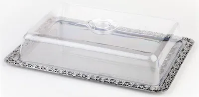 Produktbild von APS Tablett SCHÖNER ESSEN aus 18/0 Edelstahl mit Abdeckhaube BxTxH: 42 x 31 x 12 cm