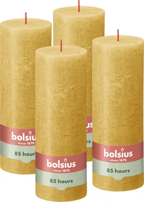 Produktbild von bolsius - Rustik Kerze - Ockergelb Unparfümierte Yellow 19 x 7 cm
