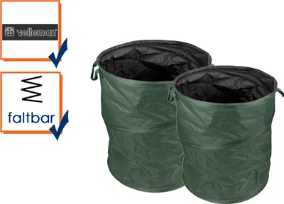 Produktbild von POP-UP Gartenabfallsack Set mit Griffen von PEREL, Kapazität  175L und 85L