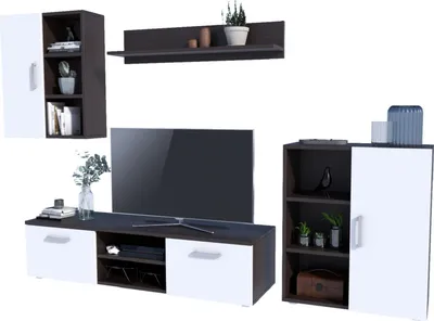 Zdjęcie produktu dla Per La Vita Meblościanka Ikar wenge - biały, Meble do salonu, pokoju, Zestaw mebli, Nowoczesne meble, RTV, szafka, półka