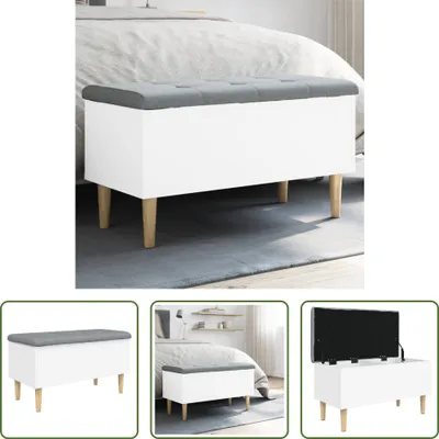 Immagine prodotto di The Living Store Panca con contenitore Bianco 82x42x46 cm Materiale a base di legno