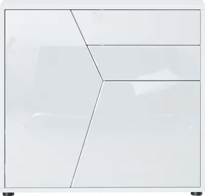 Produktbild von Vladon Sideboard Benny,  Germany, Kommode mit 2 Türen und 2 Schubladen, Weiß matt/Weiß Hochglanz (79 x 74 x 36 cm)