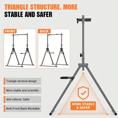 Produktbild von Faltbares Krafttrainingsgerät mit Klimmzug- und Dipsstation aus robustem Kohlenstoffstahl, belastbar bis 200 kg