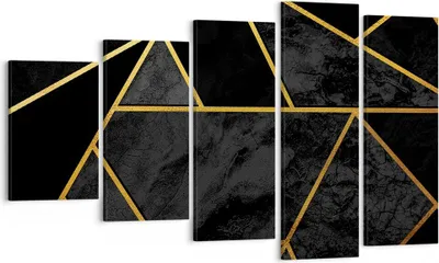 Produktbild von Bild auf Leinwand - Leinwandbild - 5 Teile - Abstraktion Gold Schwarz - 100x60cm - Wand Bild - Wanddeko - Wandbilder - Leinwanddruck - Bilder - Wanddekoration - Leinwand bilder - EG100x60-4358