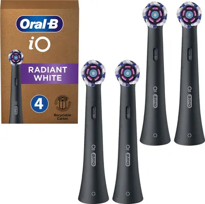 Produktbild von Oral-B iO Aufsteckbürsten Radiant White Schwarz 4 Stück Plaque Entferner