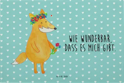 Produktbild von Mr. & Mrs. Panda schneidbrett Fuchs Blumen - Türkis Pastell - Geschenk, Hackbrett, Fox, Selbstliebe, Selbstbewusst, Schneidebrett Glas, Glasschneidebrett, Boho, Aus