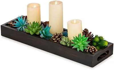 Productafbeelding van PromoHome® Rechthoekig serveerplank - Houten serveerbord met handgrepen voor woonkamerdecoratie