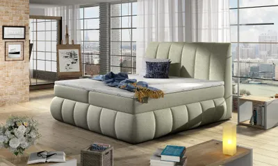 Produktbild von Kontinentales Bett mit Stauraum 160x200 ARVITO - beiges