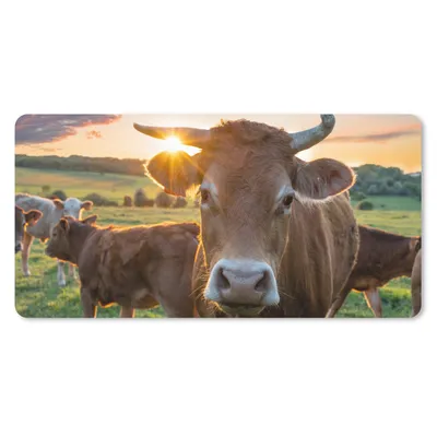 Produktbild von MuchoWow® Mauspad Mousepad Kühe - Sonne - Wiese - Landleben 60x30 cm - Mousepads - Maus Mat - Pad - Mausunterlage - Nachhaltig