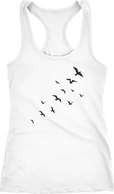 Produktbild von Damen Tank Top Vögel Birds Fly Racerback Tanktop Trägertop Trägershirt Neverless® weiß S
