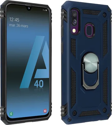 Image de Avizar, coque hybride avec anneau de fixation pour Samsung Galaxy A40, bleu nuit