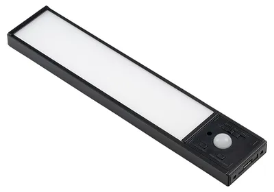 Zdjęcie produktu dla LUXULA – lampka LED do szafki z czujnikiem ruchu, 2,2 W, 70 lm, CCT, IP20, czarna, 20 cm