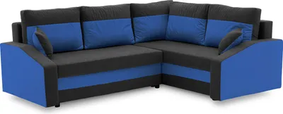 Produktbild von Ecksofa GRANDE PLUS mit Schlaffunktion L-förmig - Eckcouch mit 2 Bettkasten - MIKRO 15 + MIKRO 36 Schwarz + Dunkelblau Rechts (Muster 2)