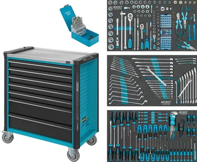 Produktbild von HAZET Assistent, 7 Regale, Stahl, Schwarz, Blau, 40 kg, 4 Rad/Räder, 518 mm