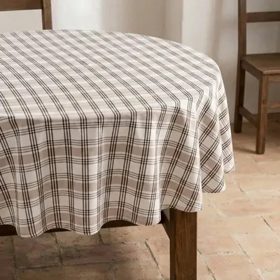 Produktbild von Gamusi Kuadro – runde, fleckenabweisende Tischdecke – Ø 160 cm – Karomuster – pflegeleichte Tischdecke