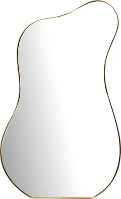 Imagen del producto de Espejo de pared asimétrico WOHNLING, 60x100 cm, metal, para colgar, color dorado, hierro, espejo decorativo de forma irregular con marco, espejo grande para pared, ideal para pasillos