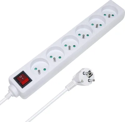 Imagen del producto de Regleta con interruptor - 6 enchufes - 1,50 m - Blanca