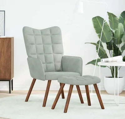 Immagine prodotto di Poltrona Relax con Sgabello Grigio Chiaro in Velluto