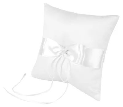 Produktbild von Eheringkissen mit Schleife - Ringkissen - Schmuckkästchen für die Hochzeit - Aus weichem Polyester - 20x20 cm / 15x15 cm - Langlebig und umweltfreundlich