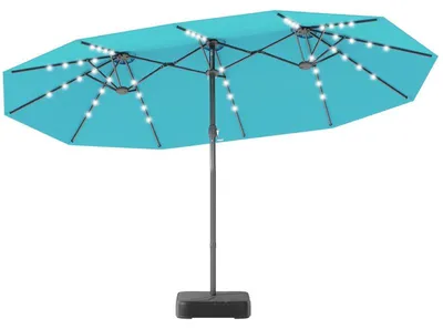 Zdjęcie produktu dla Parasol dwustronny z oświetleniem LED i stojakiem NP13260DE-TU, 460 x 285 cm, niebieski