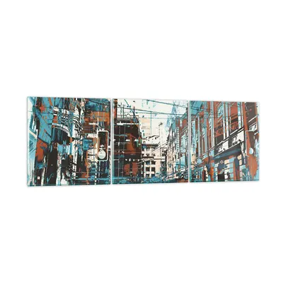 Produktbild von Bilder auf glas - Stadt Straße Haus - 150x50cm - Glasbilder - Wandbilder - Kunstdruck - zum Aufhängen bereit - Wanddekoration aus Glas - Glas Bilder - Wandbild auf Glas - 3 Teile - GCA150x50-3806