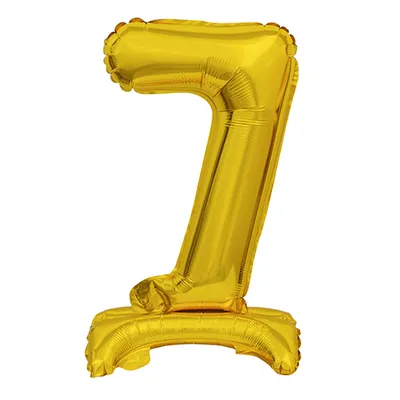 Zdjęcie produktu dla amscan® 9910075 Balon foliowy mini cyfra 7 - 15 x 38 cm, ze stojakiem, złoty