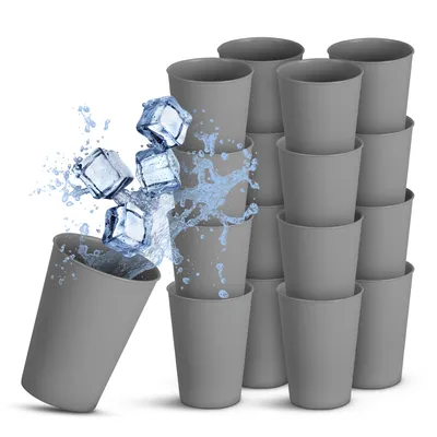 Image de Gobelets en plastique - réutilisables Gris 0,2 L Lot de 16