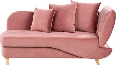 BELIANI Chaiselongue Rechtsseitig Rosa Samtstoff mit Bettkasten Dekokissen Modern Récamiere Liegesofa Sitzmöbel Wohnzimmer Jugendzimmer