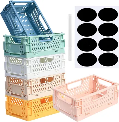 Obrázok produktu pre Mini úložné boxy, skladacie, 6 kusov, stohovateľné, plastové, na usporiadanie