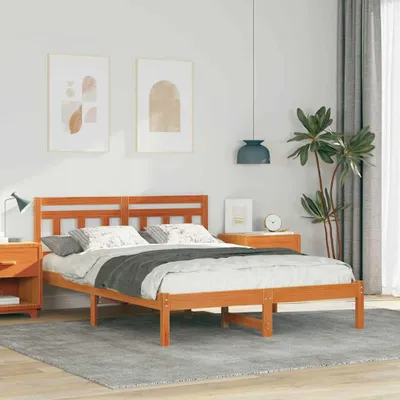 Image de Maison Exclusive - Cadre de lit marron 140 x 190 cm Bois de pin massif