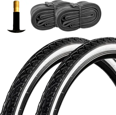 Produktbild von Pentagon Sports Fahrradreifen Drahtreifen Whitewall Cityreifen 2 Reifen 28 x 1,5" schwarz/weiß mit 2 Schläuchen FV