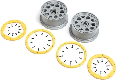 Produktbild von Losi Wheels, Silver, Yellow Beadlock (2): DBXL 2.0