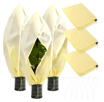 Produktbild von Winterschutz für Pflanzen 3 Stück Pflanzenschutz für Kübelpflanzen 100 x 80 cm mit Reißverschluss