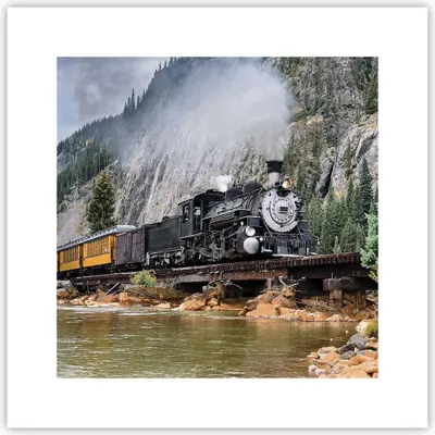Produktbild von Poster - Poster ohne Rahmen - Alt Lokomotive Berge - 30x30 cm - Wand Bild - Wanddeko - Wandbilder - Kunstposter - Wandposter - Bilder - Kunstdruck - Wanddekoration - Wandbild - P2XAC30x30-4581